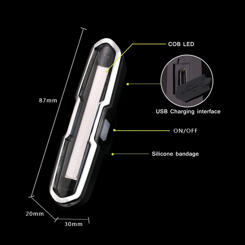 Новый горячий велосипед задний фонарь USB Перезаряжаемый велосипед задний фонарь задний ночной Велоспорт Предупреждение свет