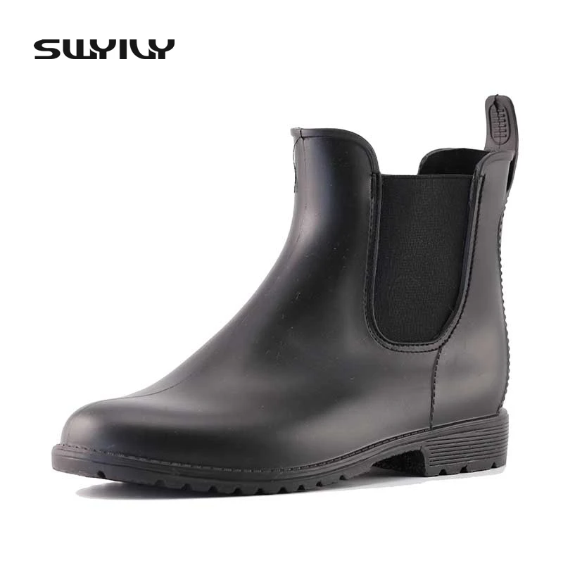 2017 fashion female rain boots pure color short boots 35-40 plus size outdoor high quality waterproof shoes for women