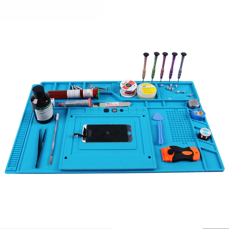 

Heat Resistant Silicone Mat Maintenance Platform Work Mat With Magnetic Insulation Pad For BGA Soldering Repair