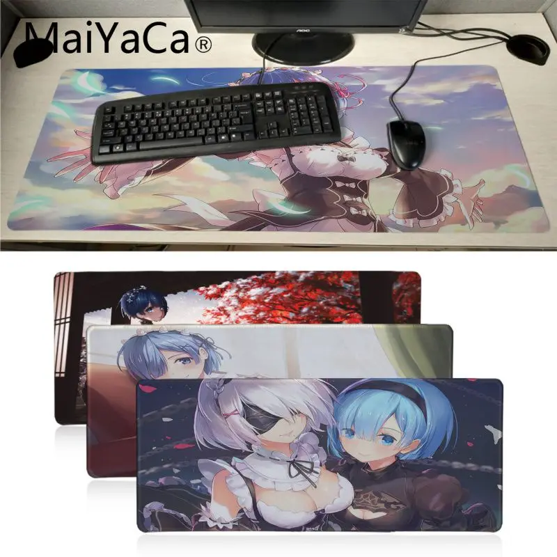 

MaiYaCa Rem Re Zero Anime Girl Rubber Mouse Durable Desktop Mousepad Anti-ship Locking Keyboard Pad Large Gaming Mouse Pad