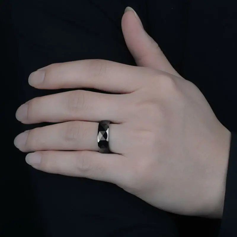 Уникальный дизайн, черное керамическое купольное кольцо для мужчин, вечерние, обручальные кольца, ширина 7 мм