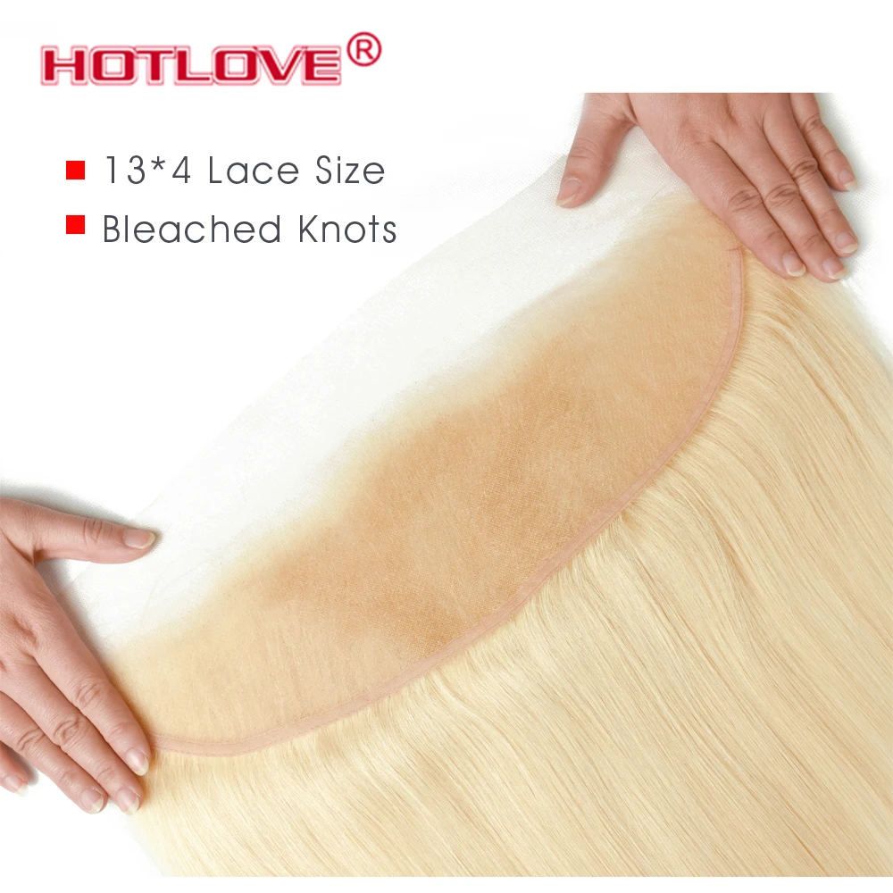 Hotlove Peruvian Hair 613 Blonde Straight Human Hair 3 Bundles with 13*4 Lace Frontal Ear To Ear Color #613 Remy Hair PrePlucked Hotlove Peruvian Hair 613 Blonde Straight Human Hair 3 Bundles with 13*4 Lace Frontal Ear To Ear Color #613 Remy Hair PrePlucked