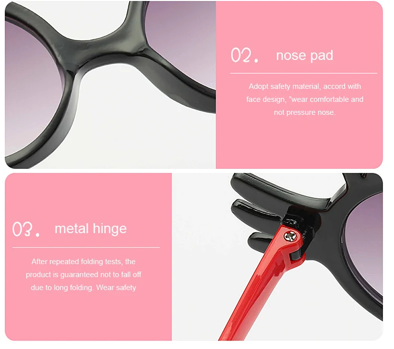 1 (12)MINIMUM Cute rabbit shape Flexible Kids Sunglasses Polarized Child Baby Safety Coating Sun Glasses UV400 Eyewear Shades Infant 