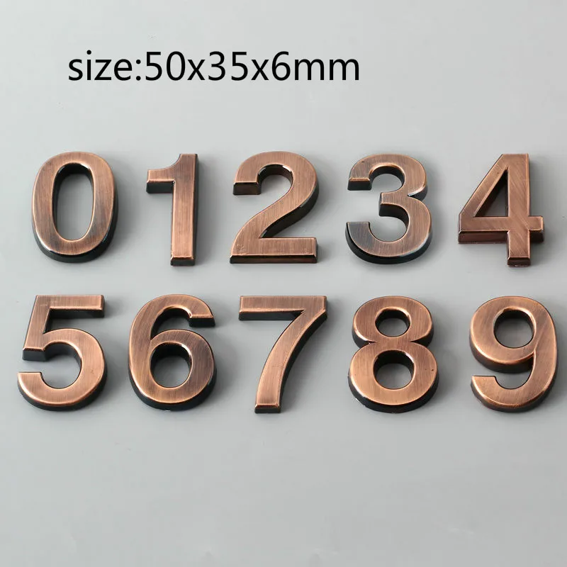 

ABS House Hotel Number Door Plates Antique Red Bronze Door Address Room Gete Number Digits Sticker Sign Numeral Plates