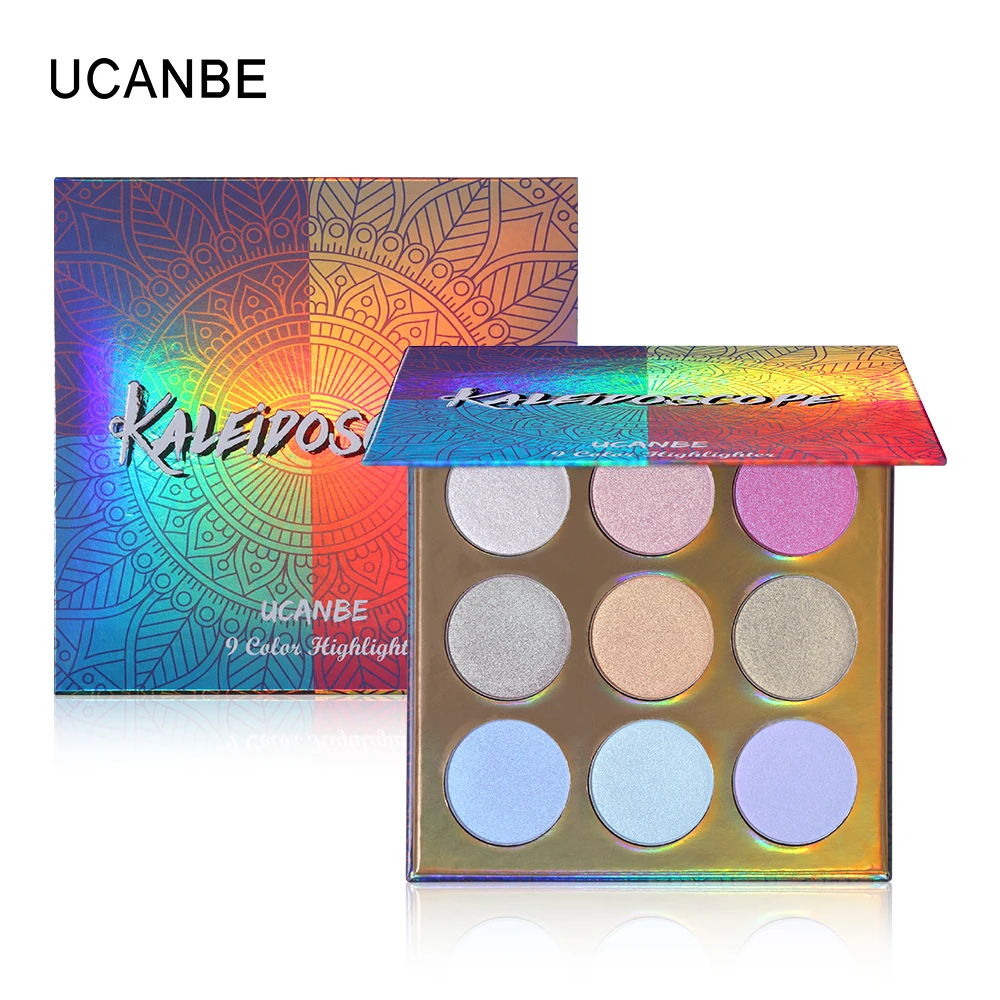 

UCANBE Kaleidoscope Face Powder 9 Color Highlighter Makeup Palette Holographic Polarized Shimmer Illuminating Glow Kit