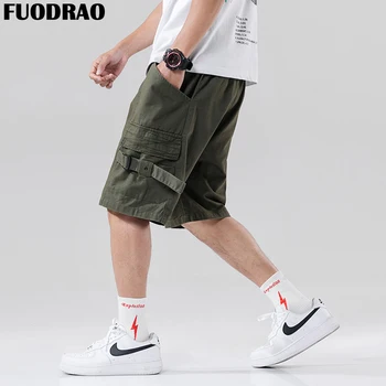 

FUODRAO Side Strap Pockets Cargo Shorts Men Summer Casual Short Men Streetwear Hip Hop Shorts Japan Style Trousers Male D027