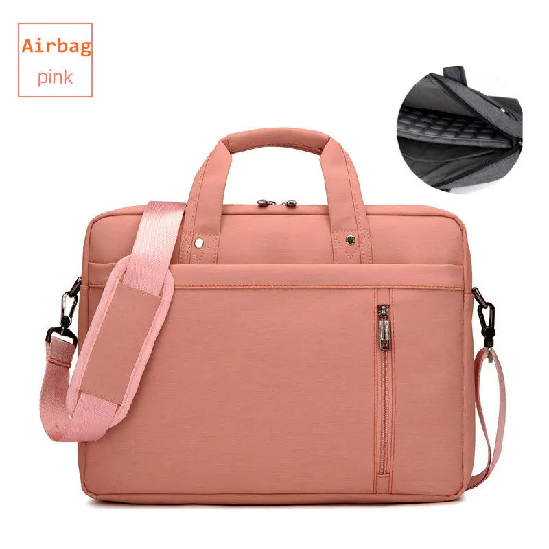 Брендовая водонепроницаемая сумка для ноутбука 17,3, 17, 15,6, 15, 14, 13,3, 13 дюймов, через плечо, Портативная сумка-мессенджер для женщин, сумка для ноутбука macbook air bag - Цвет: Розовый