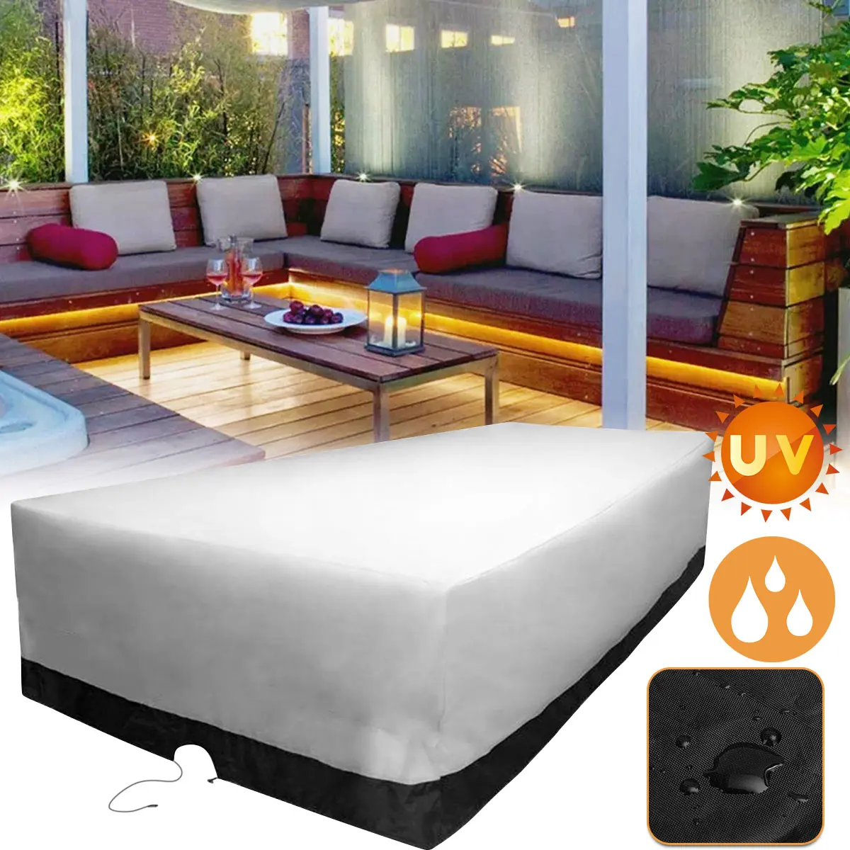 

600D 350 x 260 x 90cm Oxford Cloth Lounge Chair Dust Cover rain UV Protection Outdoor 10Seater Home Furniture Cover