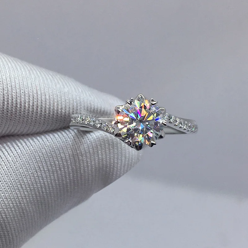 18 K 750Au золото Moissanite АЛМАЗНОЕ КОЛЬЦО D Цвет VVS с национальным сертификатом MO-H100103