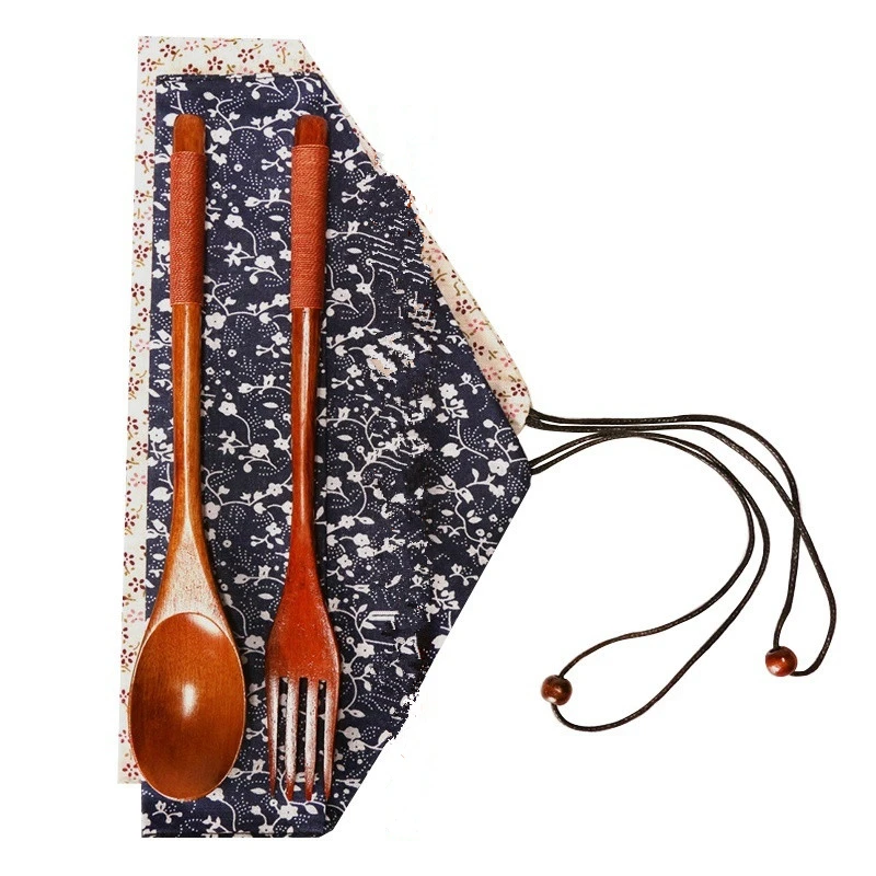 2 unids/set al aire libre de madera Set cuchara tenedor cubiertos de Camping madera japonesa sopa cena ensalada Forks vajilla para Picnic senderismo