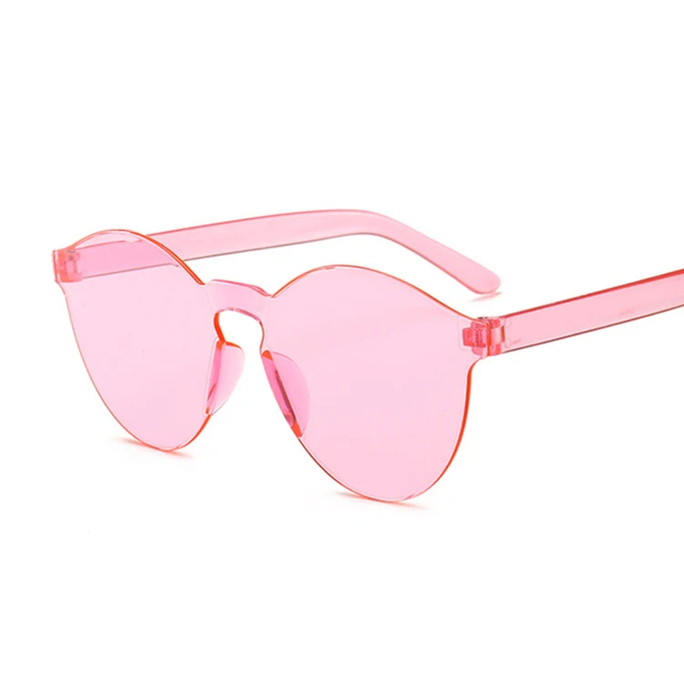 Летние Круглые Солнцезащитные очки для женщин, фирменный дизайн, прозрачные оттенки, синие солнцезащитные очки, крутой цвет, UV400 Oculos De Sol Gafas - Цвет линз: Розовый