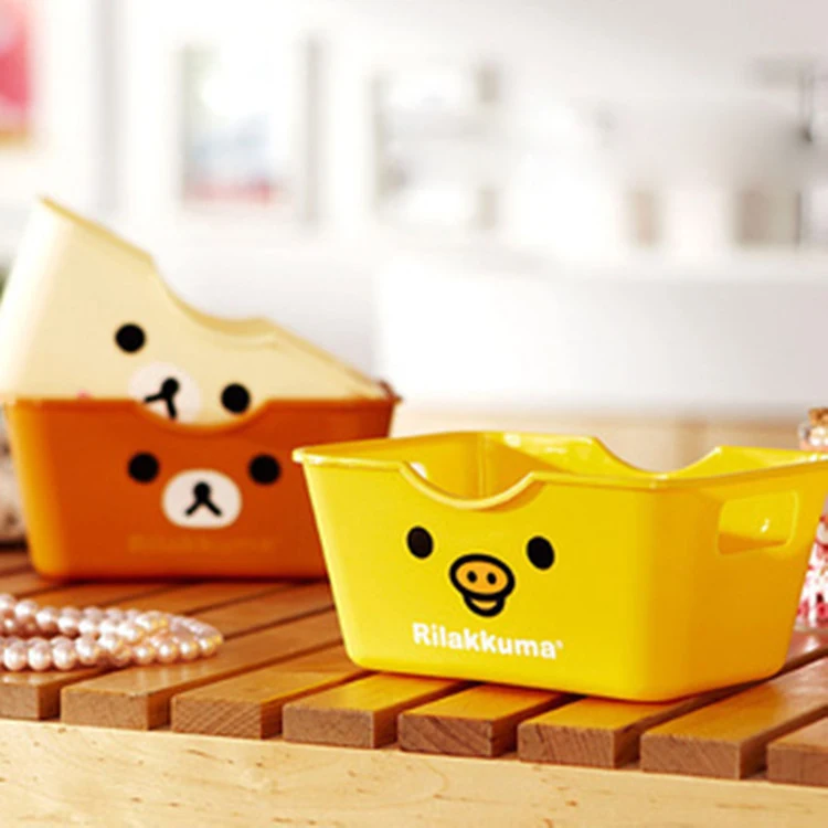 

Cute Cartoon Rilakkuma Mini Storage Basket.Stationery Cosmetic Storage Box Case Holder.Desktop Debris storage boxes.Organizer