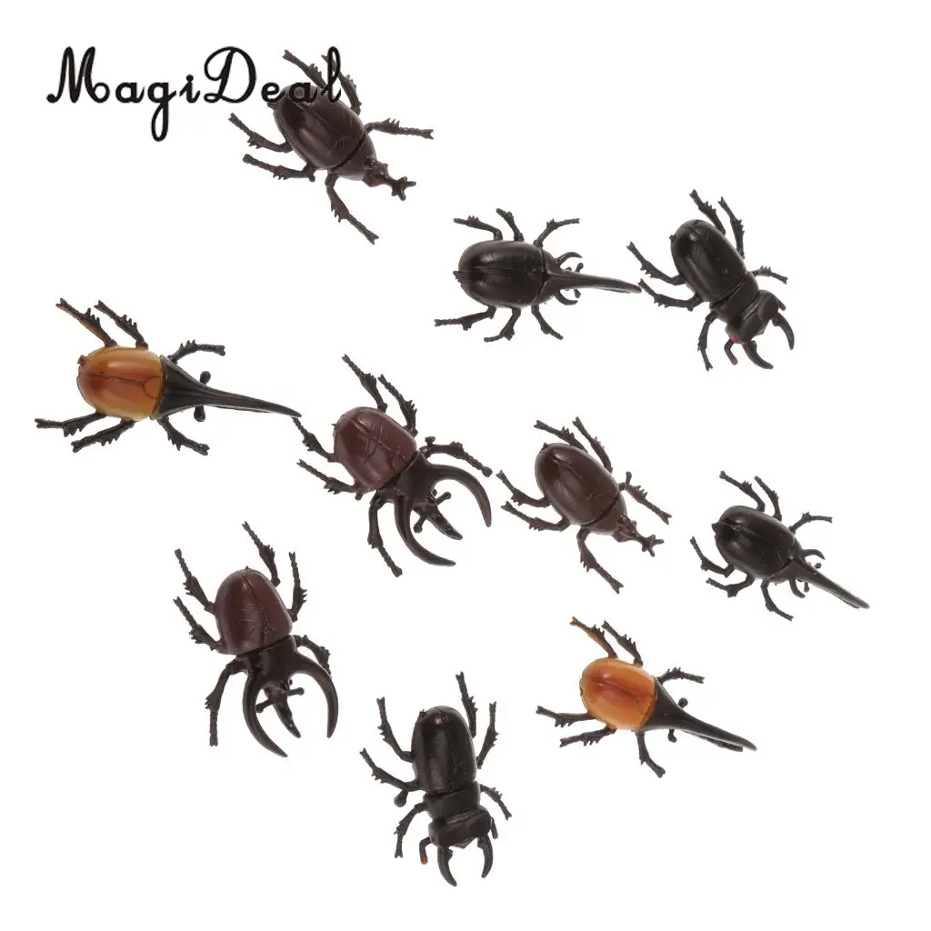 MagiDeal Lot 10 Plastic Vivid Beetles Insect Model Zoo Animal for Kids Party Favor Bag Filler Magic Prop Party Decoration Toy