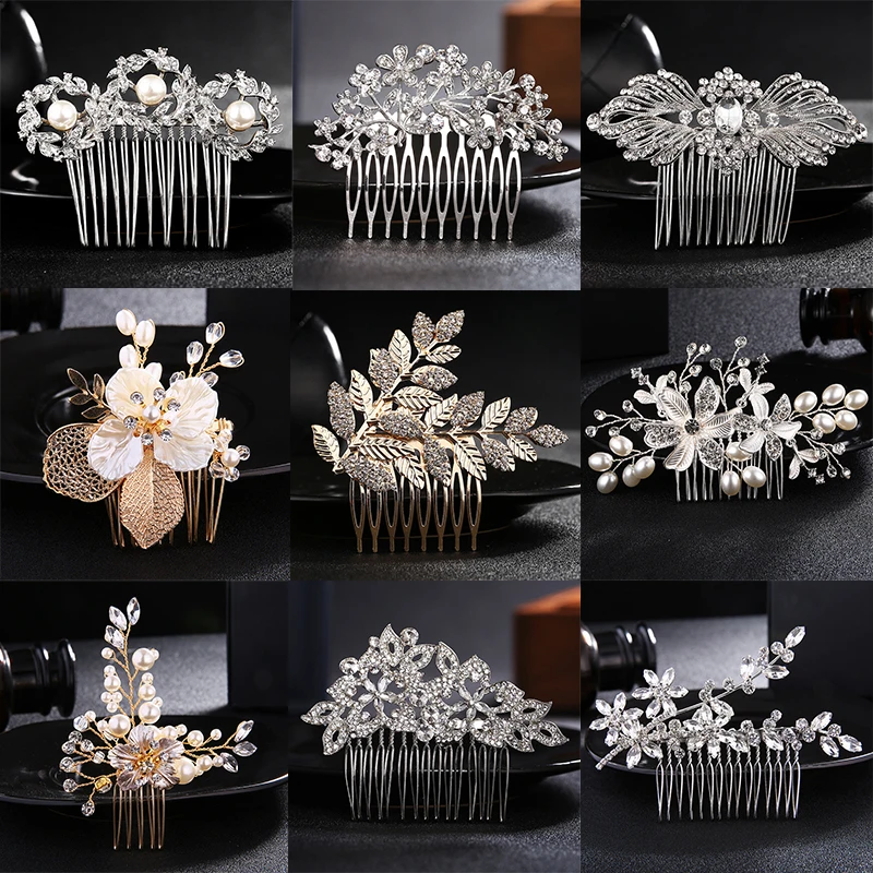 

Charms Hair Jewelry Fashion Crystal Pearl Hair Combs Handmade Wedding Bridal Hair Accessories Tiara Hair Ornaments Gifts