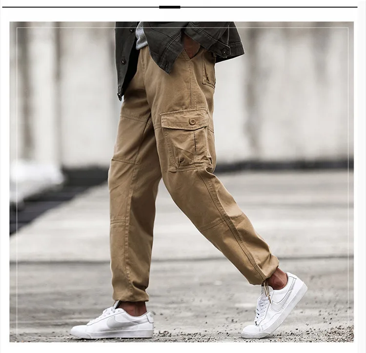 zíper streetwear calças do exército carga calças