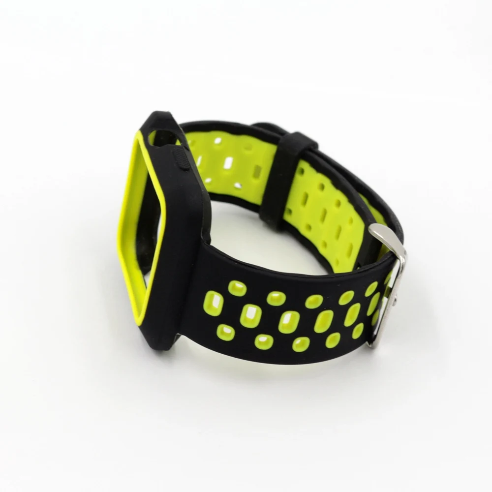 Urvoi ремешок для Apple Watch Series 1 2 3 силиконовый ремешок с чехол для Nike+ часы наручные для iwatch работы из двойной цвет гибкие - Цвет ремешка: Black Yellow