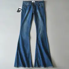 Женские джинсы с высокой талией, потертые, хлопок, расклешенные брюки размера плюс 25-30