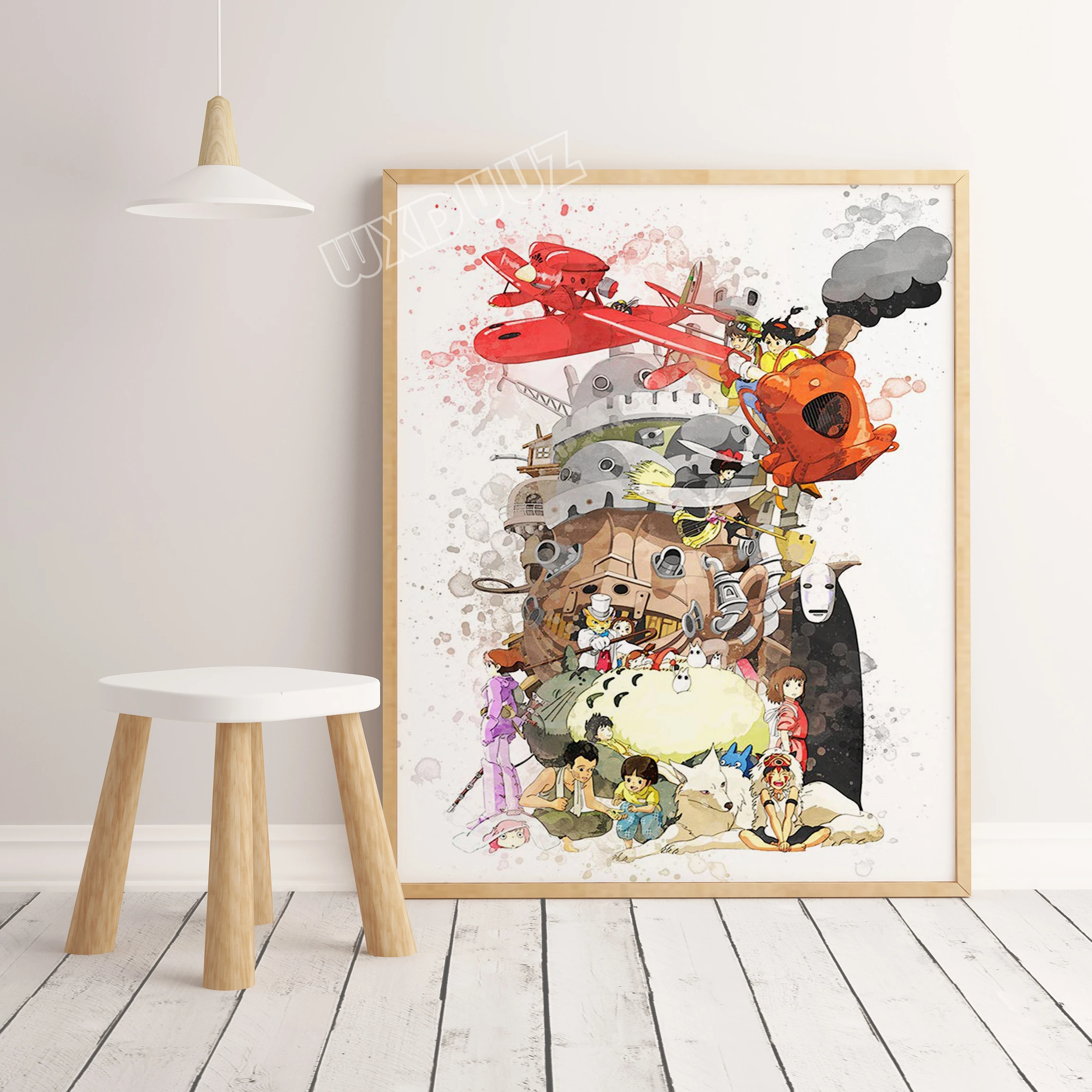 Nordic Style Print Watercolor Hayao Miyazaki Big Collection Anime Art Decor  Home Decor Kids Room Painting Canvas Painting K305 - Painting & Calligraphy  - AliExpress