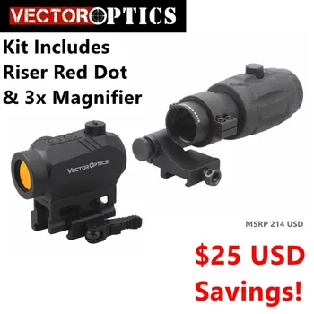 

Vector Optics Magnified Red Dot Sight Kit - Includes Red Dot, Riser, & 3x Magnifier option for 4x 5x Magnifier TOP BRAND Quality