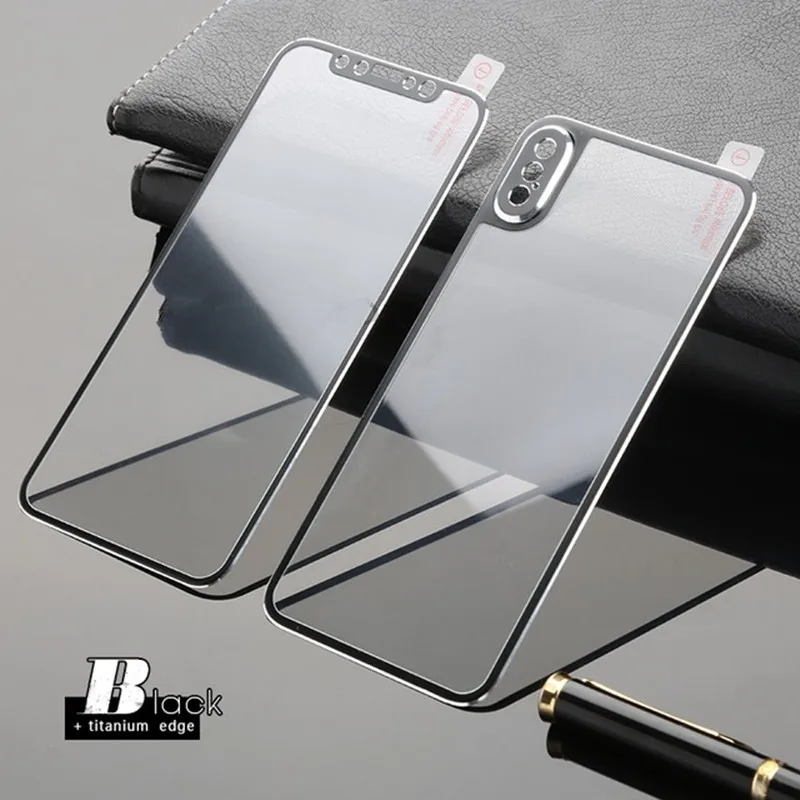 

For iPhone XS Max Front Back Cover Metal Titanium Tempered Glass For iPhone XS Max 3D Curved Edge Guard Cover For iPhone XS Max