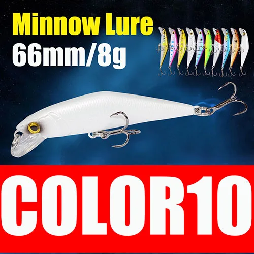 Afishlure 66 мм/8 г Гольян приманки тонущие жесткие приманки Iscas искусственные Pesca Leurre Dur Peche приманка для рыбалки ABS жесткая приманка D-Minnow - Цвет: Color10