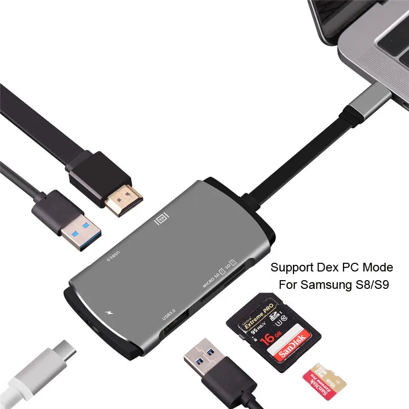 

EASYA Thunderbolt 3 USB C Hub HDMI Adapter Dex Mode for Samsung Galaxy S8/S9 with PD TF SD Card Slot for Macbook Pro USB-C Dock