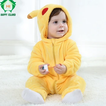 

HAPPY ISLAND Baby Romper Long Sleeves 100% Flannel Baby Pajamas Cartoon Printed Newborn Baby Girls Boys Lovely Clothes