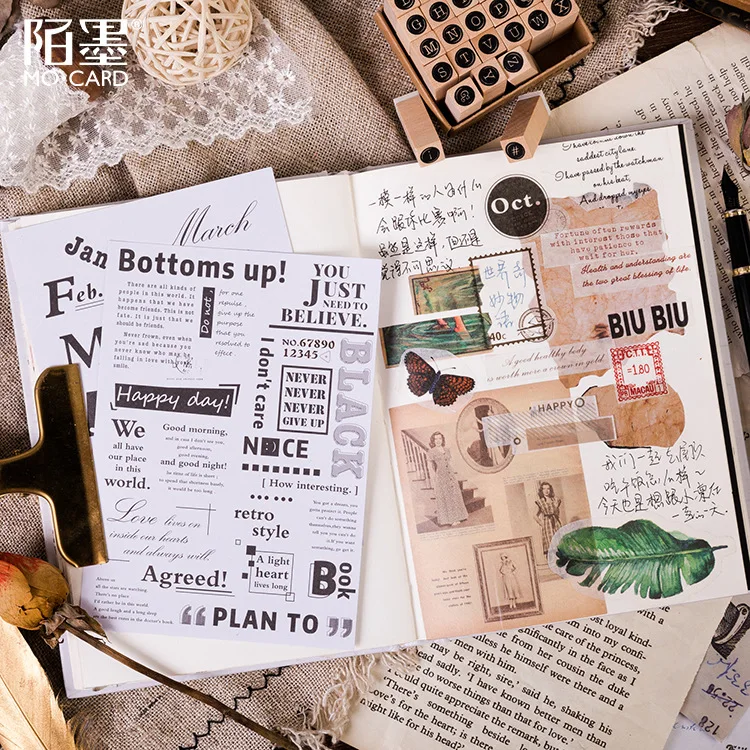 

10 Sheet/pack Vintage Paper Stickers Diary Planner Writable Decorative Colorful Stickers Scrapbooking DIY Craft Stick Label