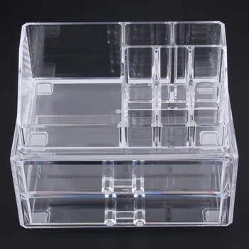 

Transparent Clear Two Layer Drawers Acrylic Cosmetic Organizer Drawer Makeup Case Storage Insert Holder Box Free Shipping
