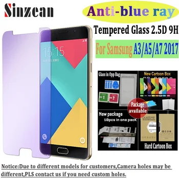 

Sinzean 100pcs For Samsung A5 2017/A520/A720 Anti blue ray tempered glass For A7 2017/A320 screen protector Film with retail box