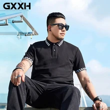 GXXH плюс Размер 7XL 6XL 5XL 4XL брендовая одежда поло для мужчины черно-белая клетчатая рубашка-поло Повседневная мужская футболка топы свободный крой