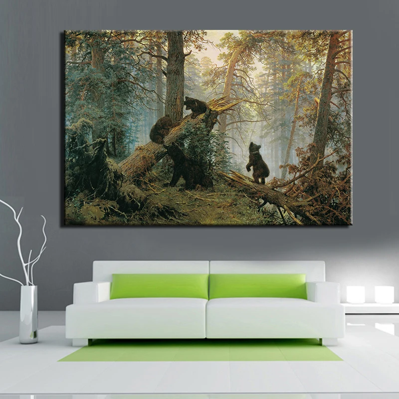 Four bear to play in the forest wall paintings for home decor idea oil painting art print on canvas No Framed !