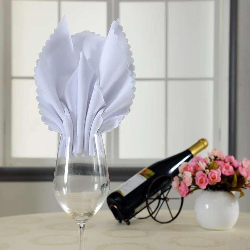 

YRYIE Polyester Fabric Cloth White Table Dinner Napkins For Wedding Parties Restaurant Kitchen 10PCS/Lot 48cm Square