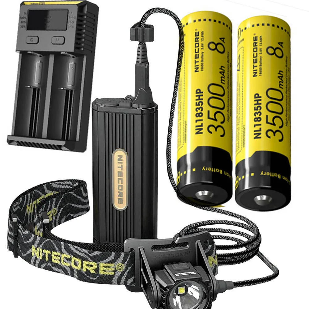 NITECORE HC70 головной светильник CREE XM-L2 U2 светодиодный Макс 1000ЛМ дальность луча 182 м головной светильник наружный налобный фонарь+ батарея+ зарядное устройство i2