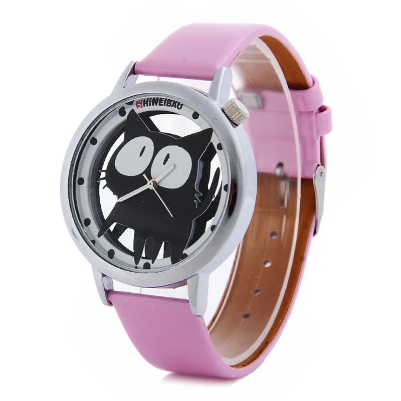 cartoon cat Woman's Watch Fashion Luxury Ladies Quartz Wristwatch Top Brand Leather Strap Watch Women Watches Reloj drop shipping (4)