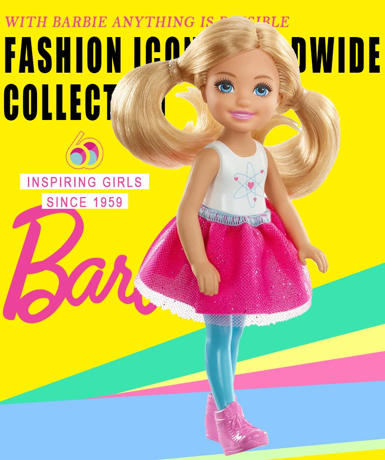 Кукла Барби игрушка кукла Челси и набор для путешествий со щенком разноцветные аксессуары по всему миру FWV20 мини кукла Барби
