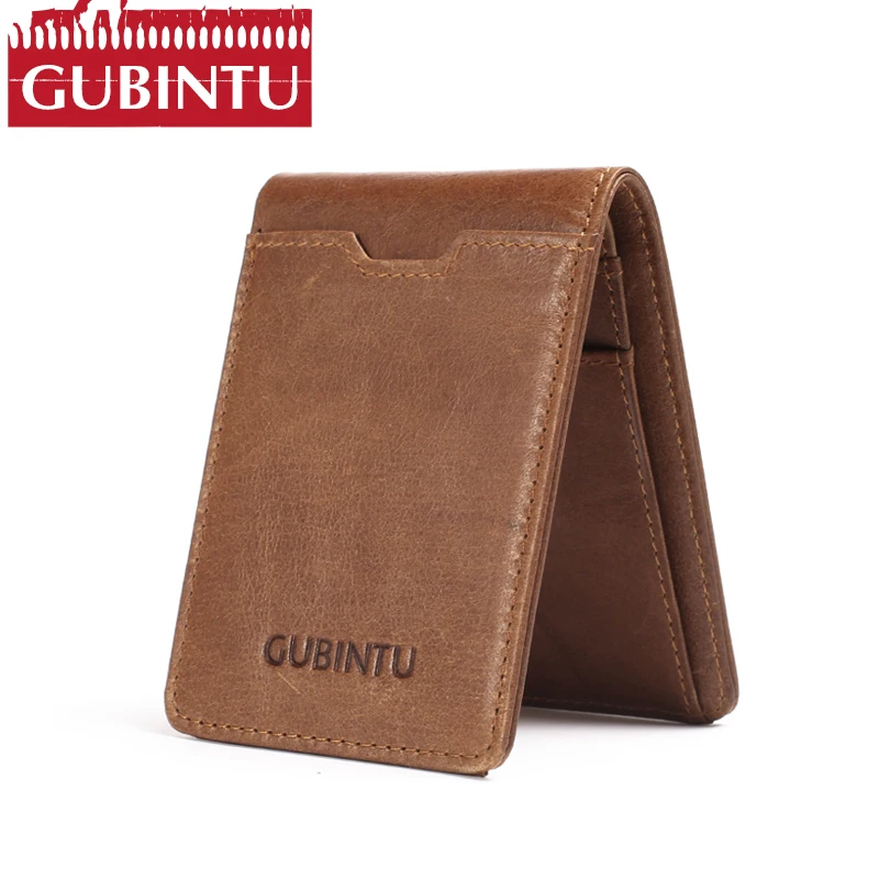 Slim Bifold Wallet GUBINTU Vintage Genuine Leather Men font b Money b font font b Clip