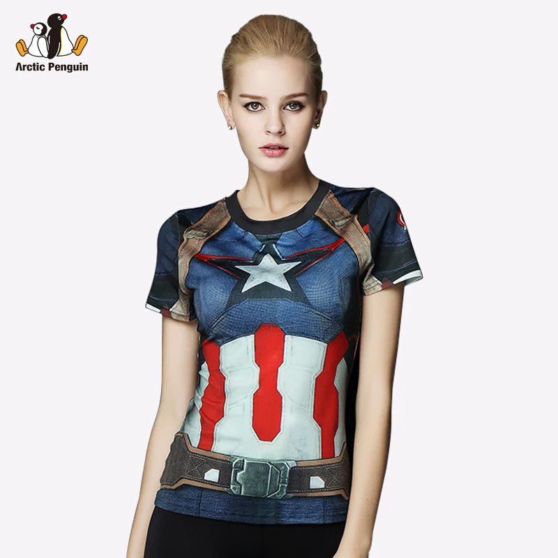 [AP] Women Sport T shirt Captain America 3D Printed T shirts