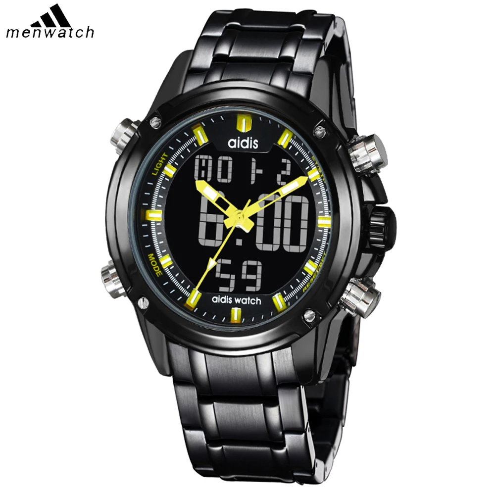 

Men's Stainless Steel Outdoor Sport Watches Top Brand Dual Display Casual Waterproof LED Digital Military Quartz Watch Men Clock