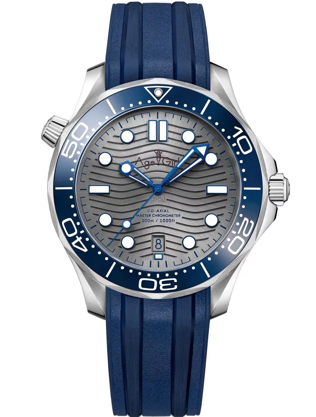 

Luxury Brand New Men Automatic Mechanical Watch Silver Black Blue Rubber Rose Gold James Bond 007 Ceramic Bezel Crystal Sapphire