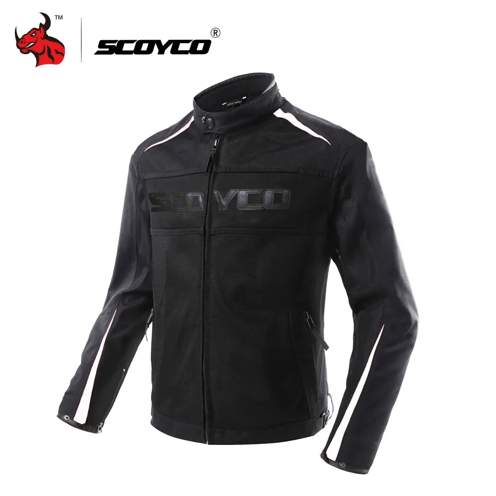 

SCOYCO Men Motorcycle Waterproof Jacket black Motocross Protective Clothing Moto With Elbow Shoulder Back Protector