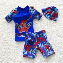children bathing suit children’s swimwear Swimming Cap+boyleg Trunks+ Short Sleeve Top 2016 two pieces Bathing Swimming Suits