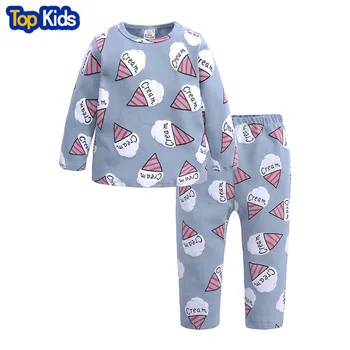 MB480Fall winter Kids Pajamas Sleepwear Boys Girls Cute Ice Print Sets Kids Clothes Nightwear Homewear Children Suits 1-7T 1