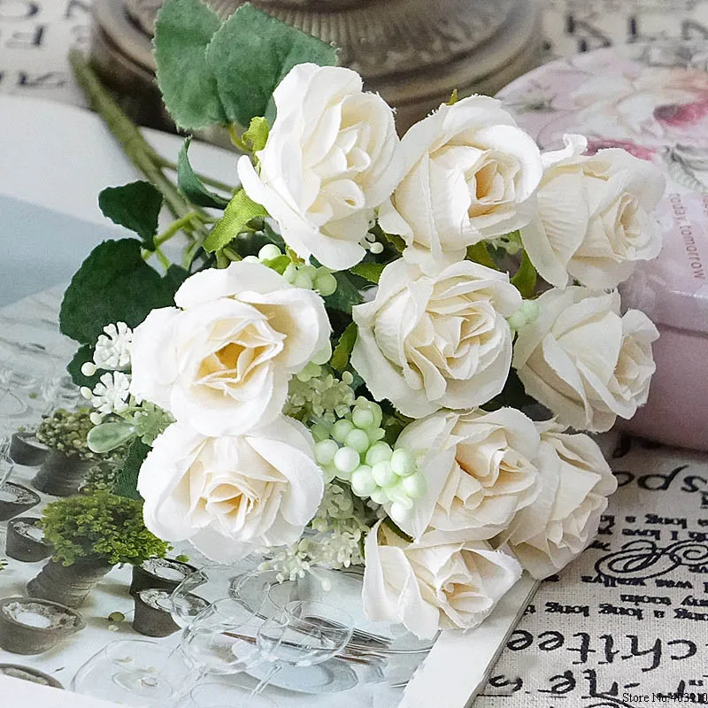 

10 Heads Latex Real Touch Rose Decor Rose Artificial Flowers Silk Flowers Floral Wedding Bouquet Home Party Design Flowers