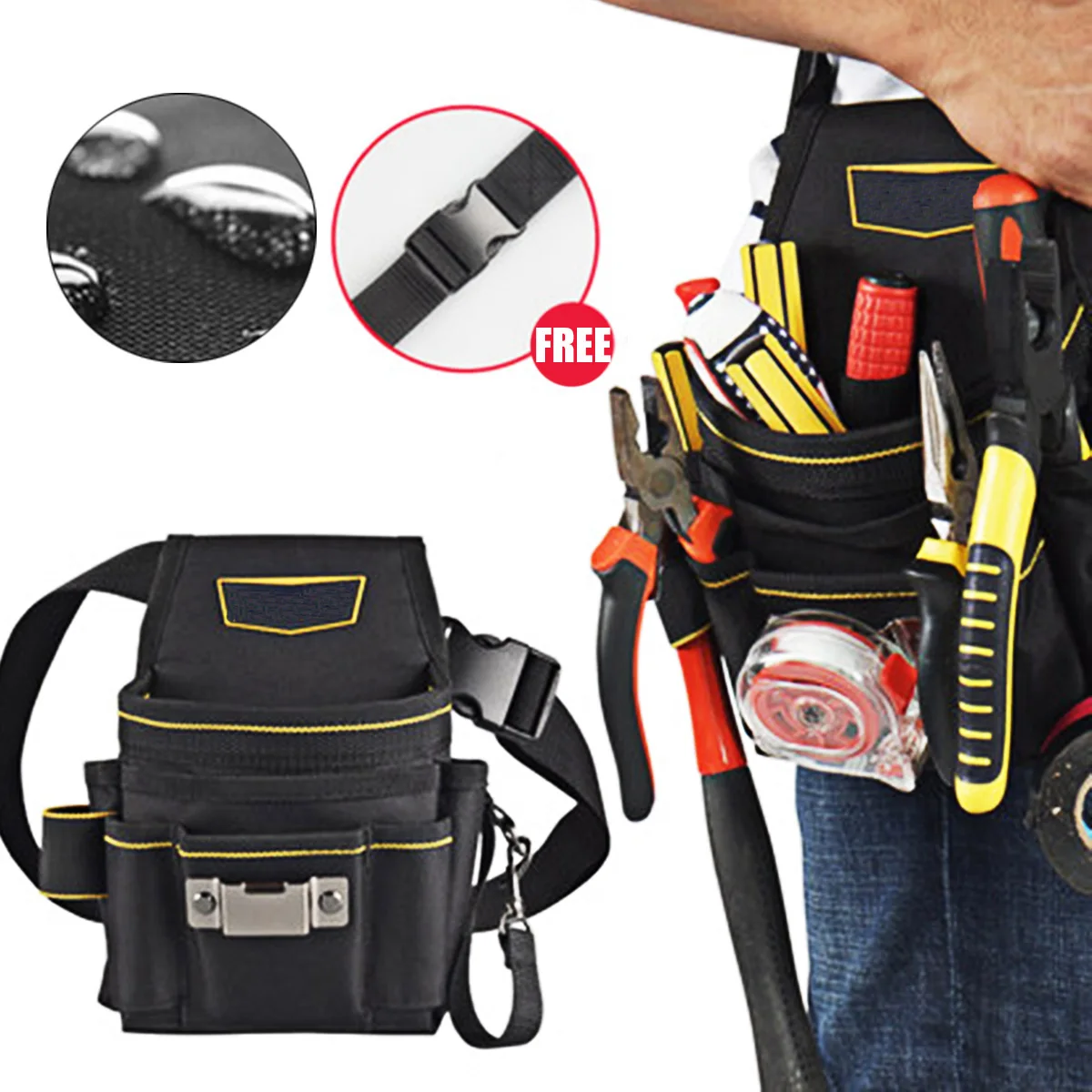 

Electrician Waist Tool Bag Convenient Multi-pocket High-density Oxford Cloth Multifunction Belt Tool Pouch Tool Bag