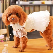 Transer elegante vestido blanco de encaje para perro ropa para perros pequeños Vintage fiesta Real Princesa vestido para mascota Chihuahua de peluche ropa 90610