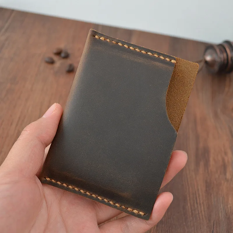 creative handmade genuine leather card holder vintage
