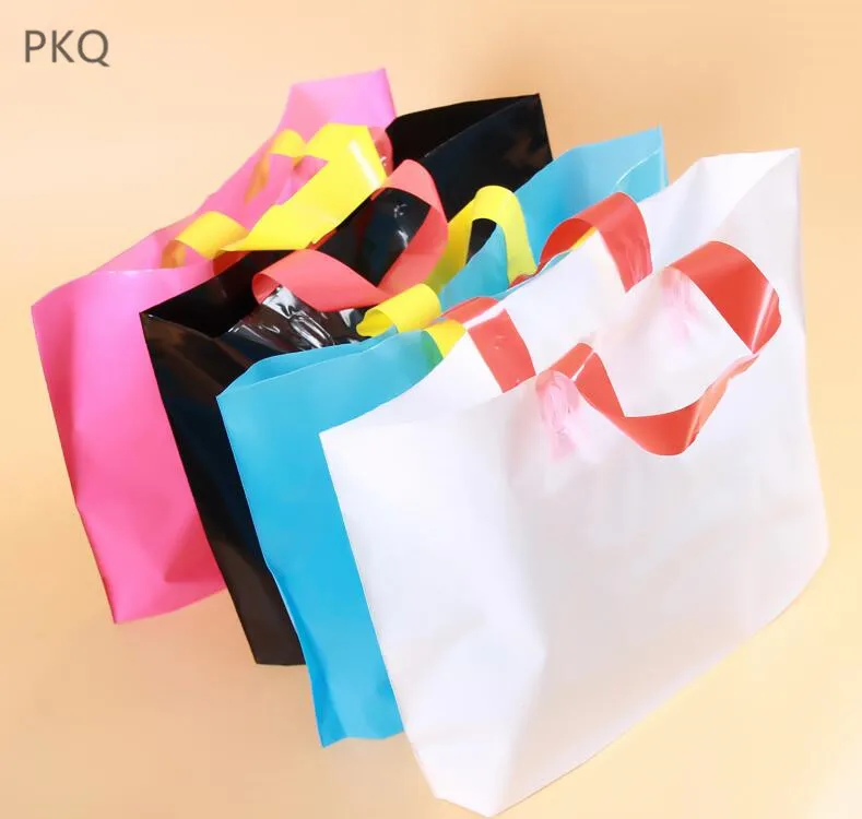 100pcs Wholesale Plastic Gift Bag Small Shopping Bag with handles Plastic Packaging Bags with ...