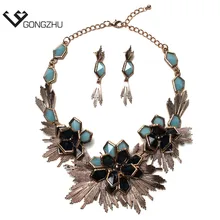 Women Jewelry Fashion Maxi Necklace New Design Metal Flower Statement choker necklaces & pendants for women
