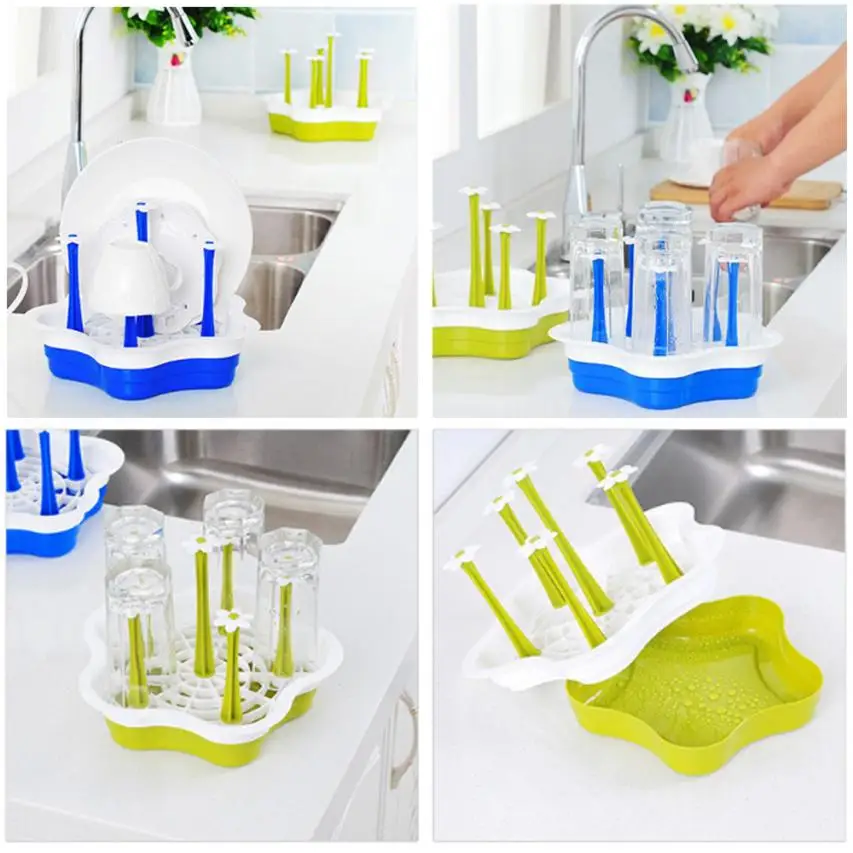 2018 Kitchen Detachable Drain Cup Mug Plate Storage Gadget Sink Holder Rack Home Tool M22in